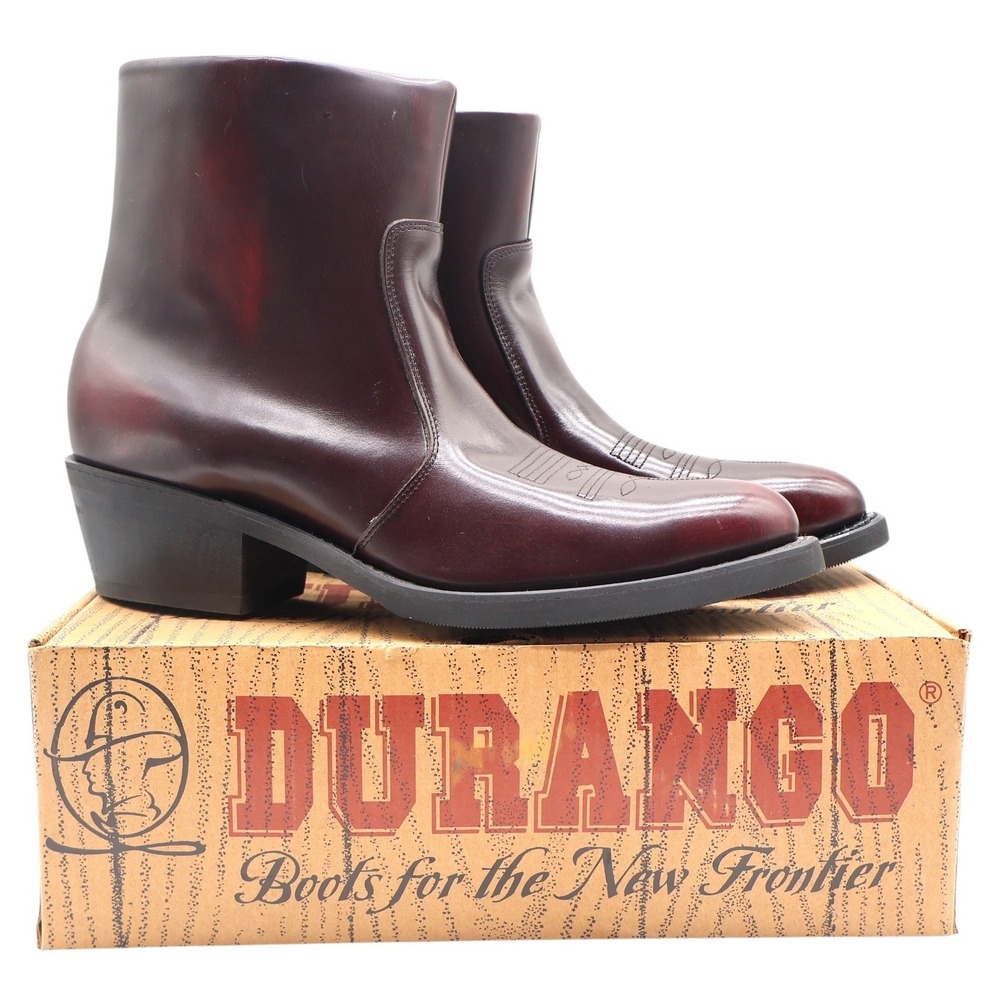 Durango Zip Trucker Boots Mens 10EE Black Cherry Leather Western TR825 Y2K New